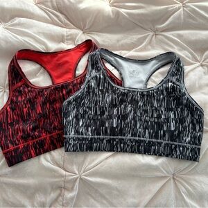 set of 2 NIKE DRI FIT sports bras sz S in euc red and black
